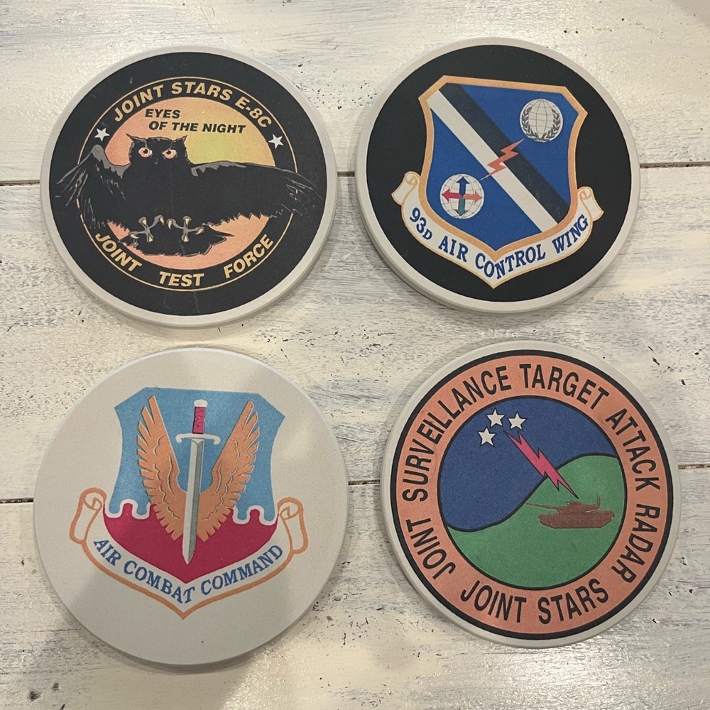 Coaster stone set of 4 absorbent Airforce command shield emblem coasters. EUC!